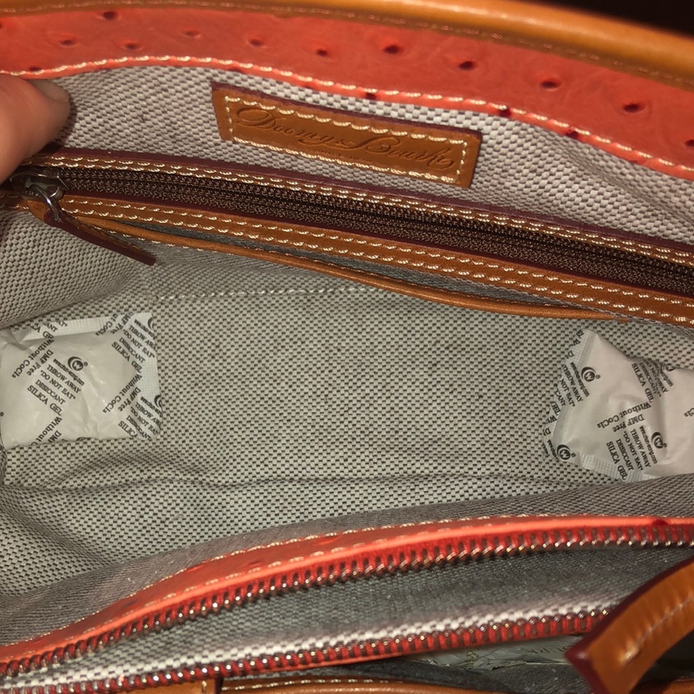 DOONEY & BOURKE Orange Ostrich Print Leather Crossbody Shoulder Laptop Bag NWOT - Picture 12 of 16